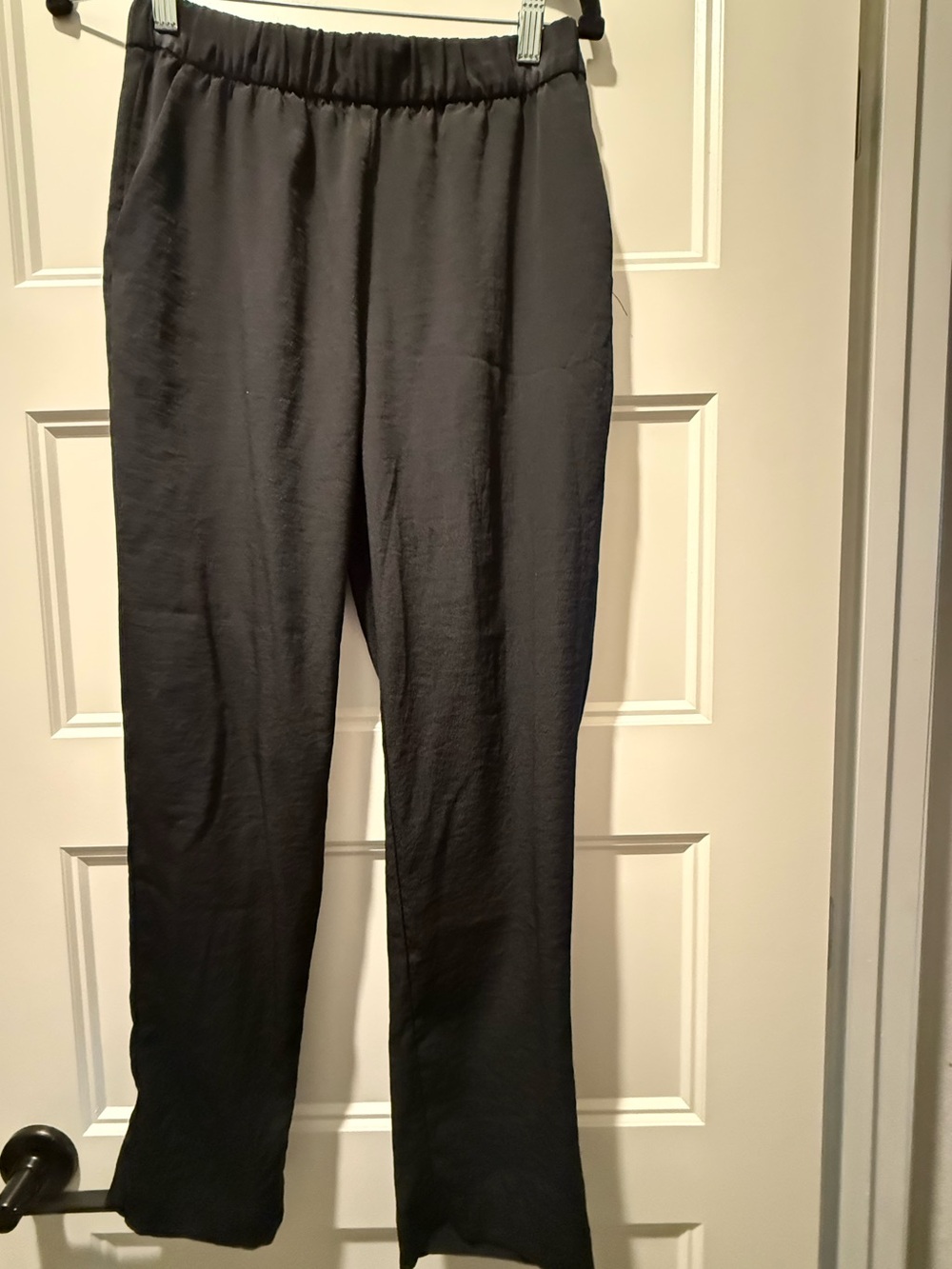 H&M Black Straight-Leg Elastic Waist Pants